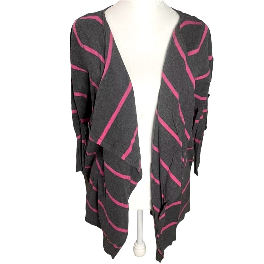 American Eagle Outfitters Medium Grey and Pink Striped Cardigan
